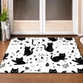 thumbnail image 2 of 1pc Cute Black & White  Rug Suitable for Bedroom, Living Room, Kitchen, Bathroom - Non-Slip Rubber Backing, Machine Washable with Kitten, Indoor/Outdoor Entry Mat for Front Door, Bedside, 2 of 15