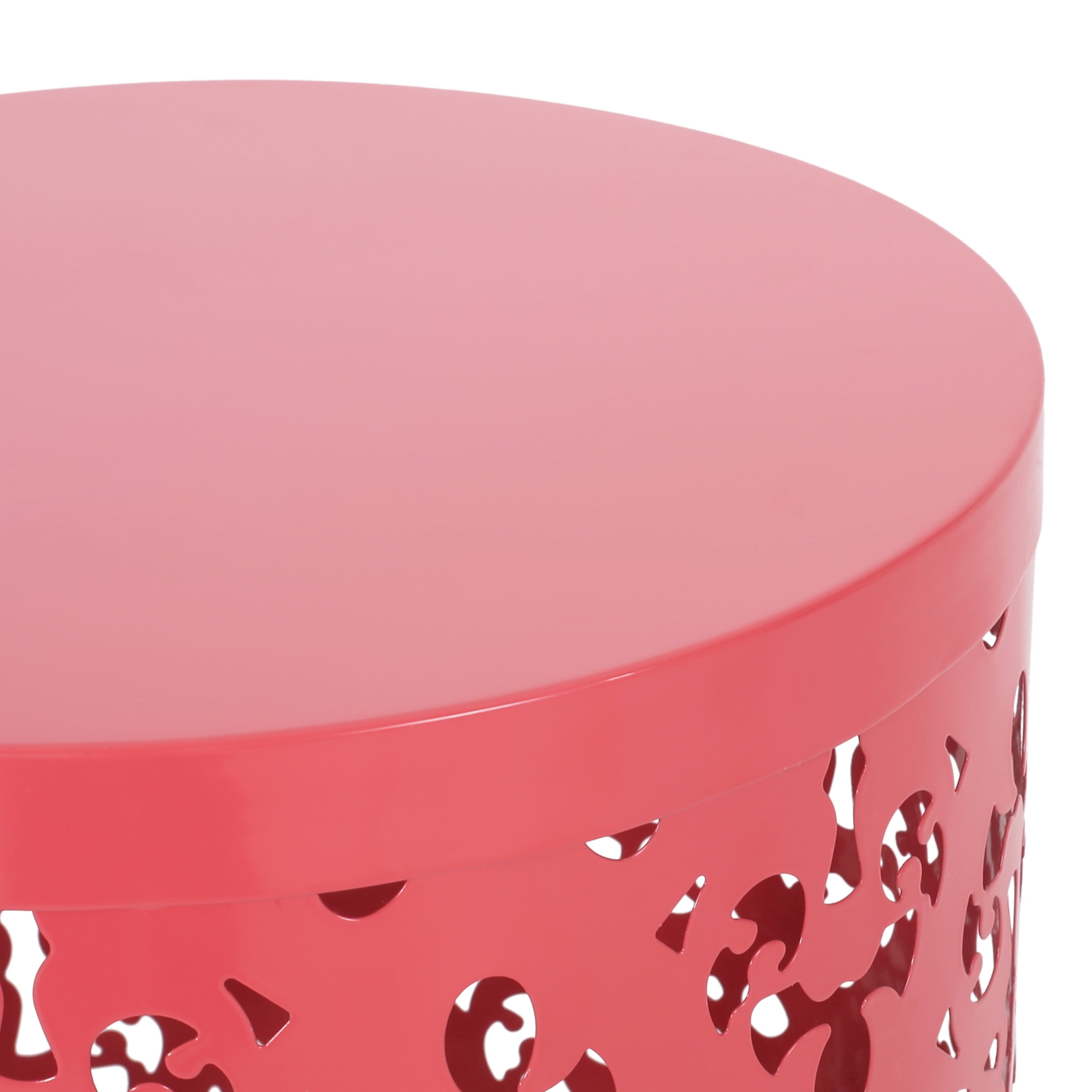 Soto Metal Outdoor Side Tables, Set of 2, Dark Coral