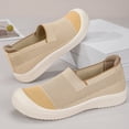 thumbnail image 6 of HTHLVMD Women's Knit Slip-On Sneakers, Breathable Mesh Casual Shoes, Women's Casual Slip-On Loafers Comfortable Round Toe Flat Shoes for Daily Wear and Travel, Khaki 8, 6 of 7