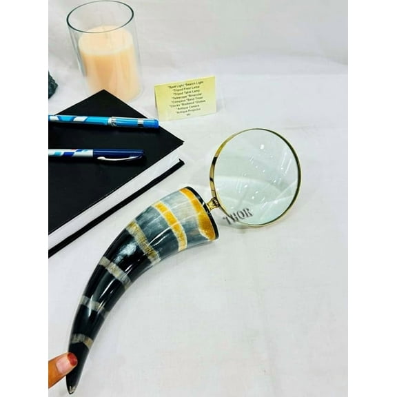 Horn Magnifying Glass - Brass Unique Vikings Look for Reading, Collectibles, and Decor