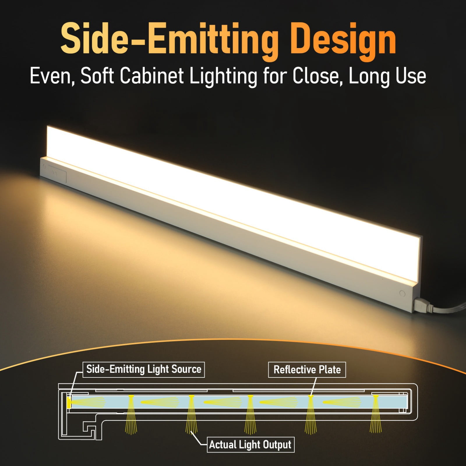 24W 5CCT LED Under Cabinet Lighting Fits 42-Inch Cabinets, Hardwired & Plug-In, 120V Ultra-Slim Linkable Dimmable Under Counter Lights, 2700K/3000K/3500K/4000K/5000K Selectable