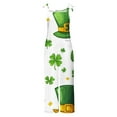 thumbnail image 4 of BiZtdJrK Back to College Sale, Women's St. Patrick's Day Cute Jumpsuits Lucky Irish Clover Graphic Rompers Casual Sleeveless Jumpers Pants Cotton Linen Overalls with Pockets Green S, 4 of 6