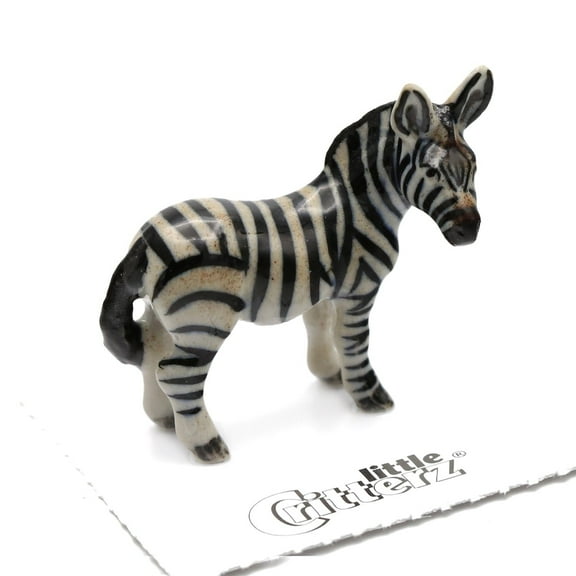Little Critterz Zebra "Flicker" Animal Hand-painted - Home Decor Animal Birthday Gift Decorative Figurine - Miniature Porcelain Figurine