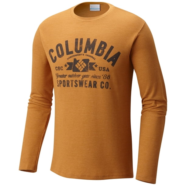 Columbia - Camiseta térmica para hombre, color marrón, pequeña Columbia Camiseta gráfica