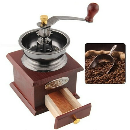 Vantage Mini Wood Stainless Steel Manual Hand Coffee Bean Grinder Mill Drawer SPECIAL TODAY