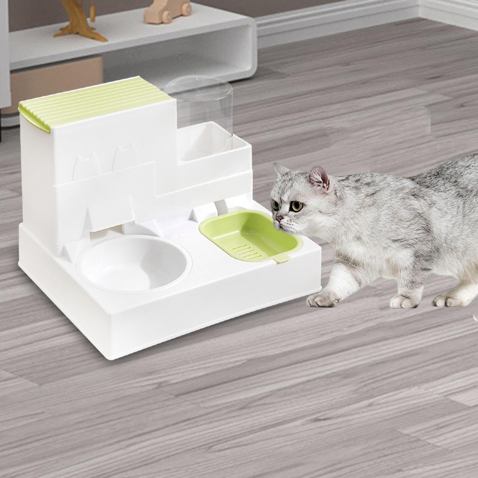 oshhnii 2 in 1 Automatic Cat Feeder Pet Feeder Cat Water Dispenser and Food Bowl Set for Grass Green
