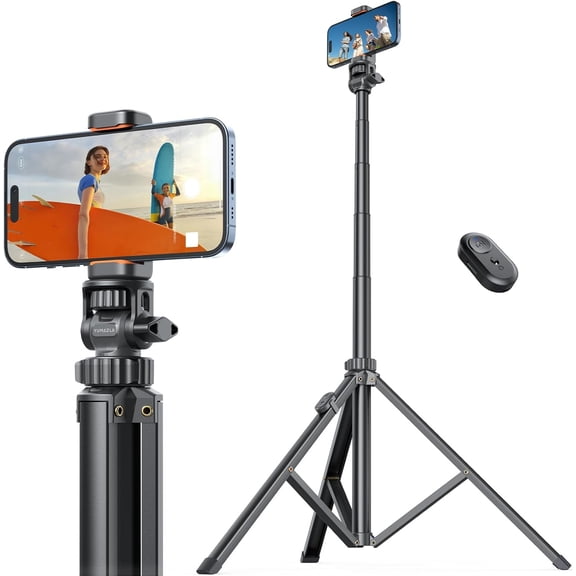 71''/180cm Extendable Phone Tripod Aluminum, Portable Stand for Video Recording, Travel iPhone/Cell Phone/Camera Light, Compatible with Smartphones, DSLR