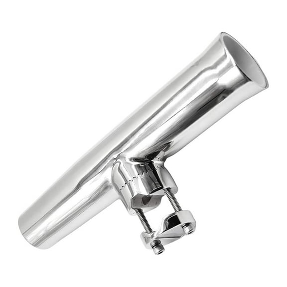 Marine City Boat Stainless-Steel Clamp-on Fishing Rod Holder for Rail 7/8 inches-1 inches Dia. Small