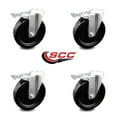 thumbnail image 2 of 6 Inch Phenolic Wheel Swivel Bolt Hole Caster Set with Total Lock Brake SCC, 2 of 2