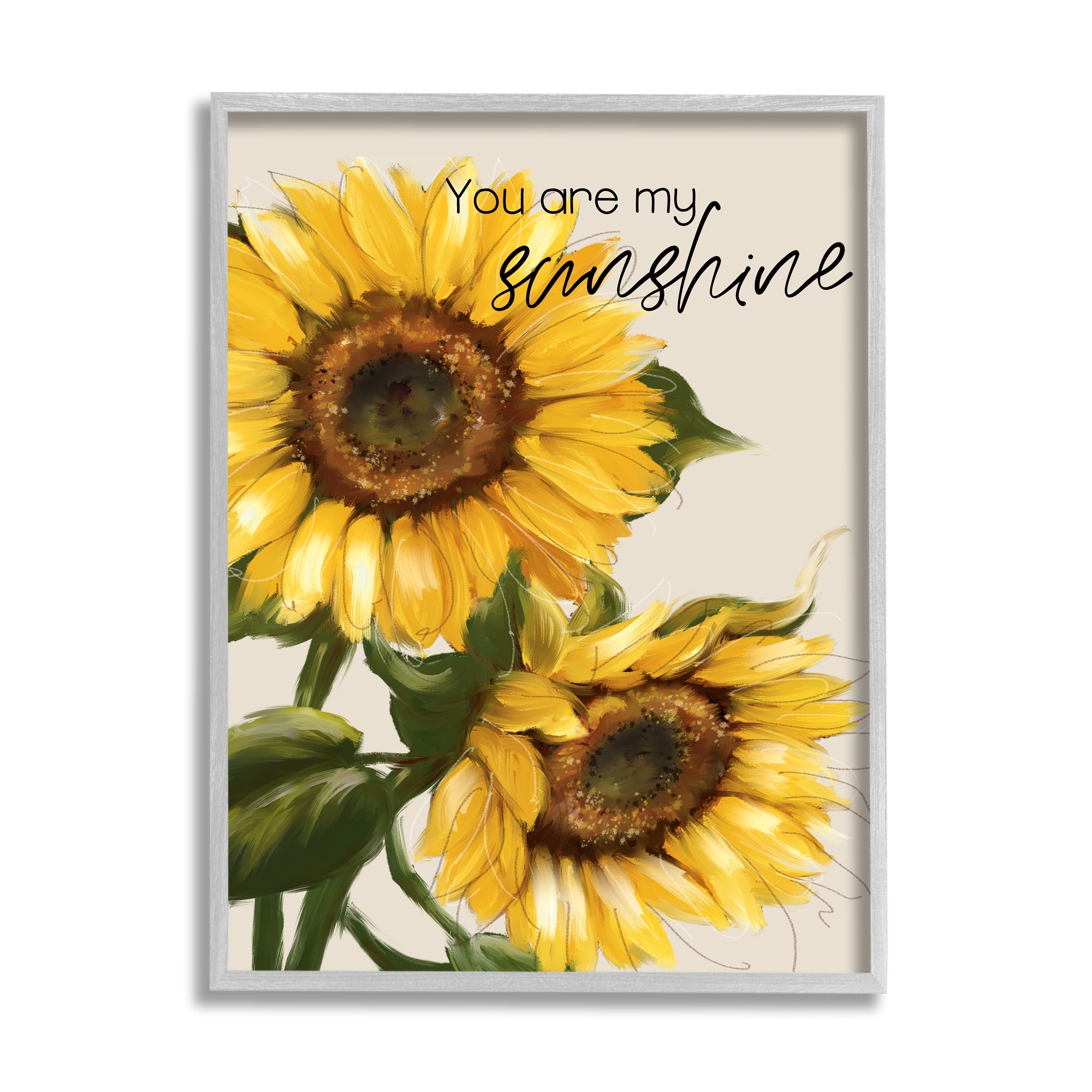Stupell Industries You Are My Sunshine Vivid Sunflower Blossoms Graphic Art Gray Framed Art Print Wall Art, Design by Conrad Knutsen