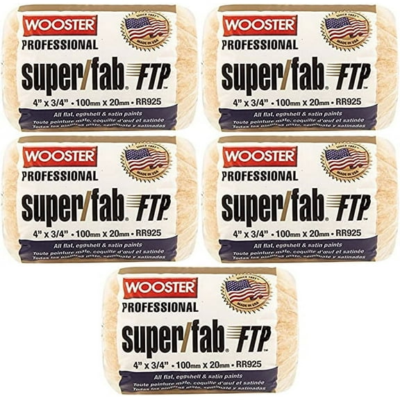 Wooster Genuine 4" Super/Fab FTP 3/4" Nap 5-Pack Roller Cover - RR925-4-5PK