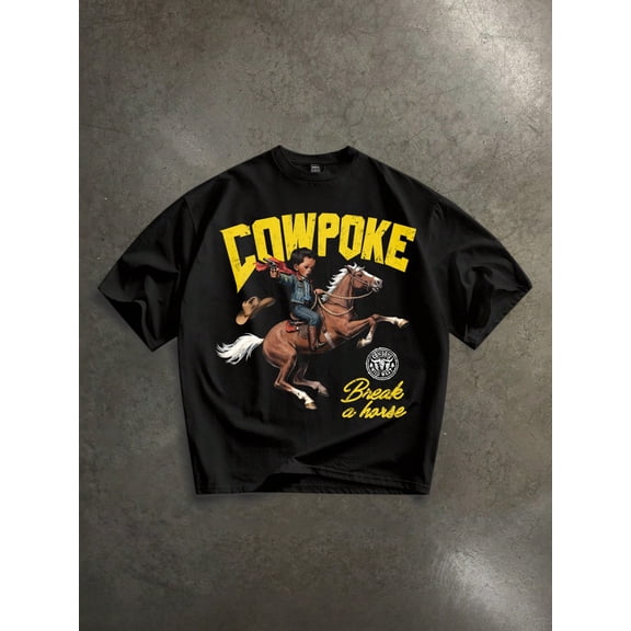 Western Cowpoke Graphic Vintage Grunge Y2k Cotton Men's Women's T-Shirt
