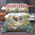 thumbnail image 5 of ZIATUBLES Rooster Daisy Print Twin Size Duvet Cover Set, 3 Pieces Soft Cozy Bedding, 1 Duvet Cover & 2 Pillowcases, Easy Care Lightweight Bedding for All Season, Chic Modern Decor, 5 of 8