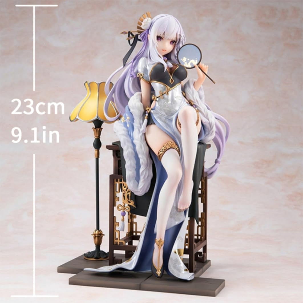 New Re Zero Starting Life in Another World Emilia (cheongsam Ver) Character Anime Model Statue Action Figures Desktop Ornament Popular Decorations Fan Souvenirs Creative Gift Collectable