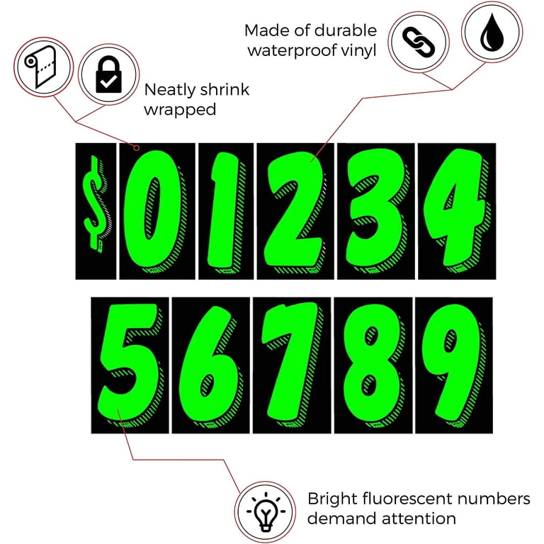 Foglio Adesivo Decalcomanie Numeri Corsa VERDE LIME – Numero 4 – Scale 1/8, 1/10, 1/12 – Modelli RC