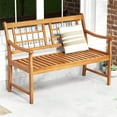thumbnail image 4 of Costway Outdoor Acacia Wood Bench 2-Person Patio Bench with Slatted Seat &  Backrest, 4 of 10
