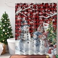 thumbnail image 4 of Shower Curtain 72"W x 72"L Christmas Snowman Xmas Tree Red Plaid Fabric Shower Curtains Set with Hooks Water Repellent Bathroom Curtains Machine Washable Bathroom Accessories, 4 of 9