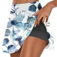 thumbnail image 2 of LEBONYARD Skorts for Women Plus Size,Women's Flared Layered Yoga Skirt Shorts,Women's Summer Leaf Print Pleated Tennis Skirts Stretchy Yoga Fake Two Piece Shorts Skirt White S, 2 of 7