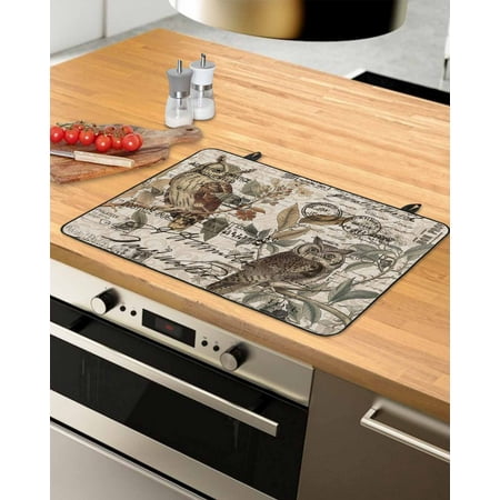 

Country Owl Stove Top Covers for Electric Stove Heat Insulation Fireproof Glass Cooktop Cover Counter Top Glass Stove Cover for Prevent Scratches 24 x21 Rustic Sping Floral Botanical Postmark