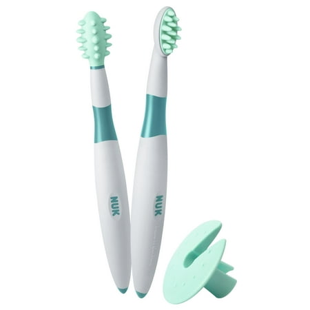 (2 pack) NUK Grins & Giggles Training Toothbrush Set, 3 (Best Toothbrush For 14 Month Old)