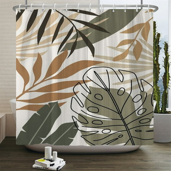 Nordic Shower Curtain Modern Abstract Boho Bathroom Curtains Tropical Leaves Pal