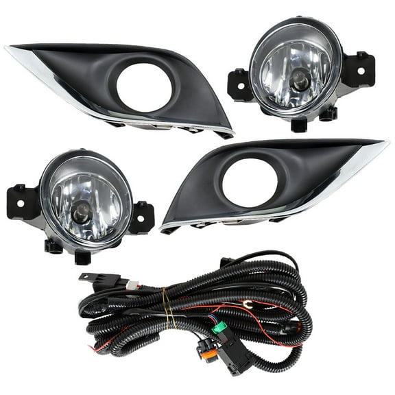 Genrics 2-Pack Driving Clear Lens Fog Light Assembly Replacement for 2015-2018 Nissan Versa 4 Door Sedan with Wiring Switch Kit
