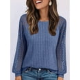 thumbnail image 2 of Trendy Tunic Pullover Tops with Thumb Holes Comfy Winter Sweaters Blue L, 2 of 6