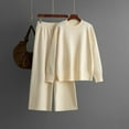 thumbnail image 2 of YOIAVAIOY Women Solid Knitted Sets 2 Piece Fall Winter Outfits Loose Pullover Sweaters Wide Leg Pants Elegant Lounge Set Casual Matching Sets Beige Free Size, 2 of 4