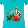thumbnail image 4 of Inktastic Cute Dinosaurs Women's V-Neck T-Shirt, 4 of 5