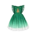 thumbnail image 1 of Girls Dress Green Christmas Tree Golden Star Glitter Party Pageant Ruffle 8 Years, 1 of 6