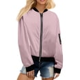thumbnail image 6 of WTOBBY Women's Zipper Pocket Jacket Long Sleeve Solid Color Lightweight Outerwear Casual Loose Fit Comfortable Street Style with Front Pockets for Spring Fall Daily Wear,Pink S, 6 of 6