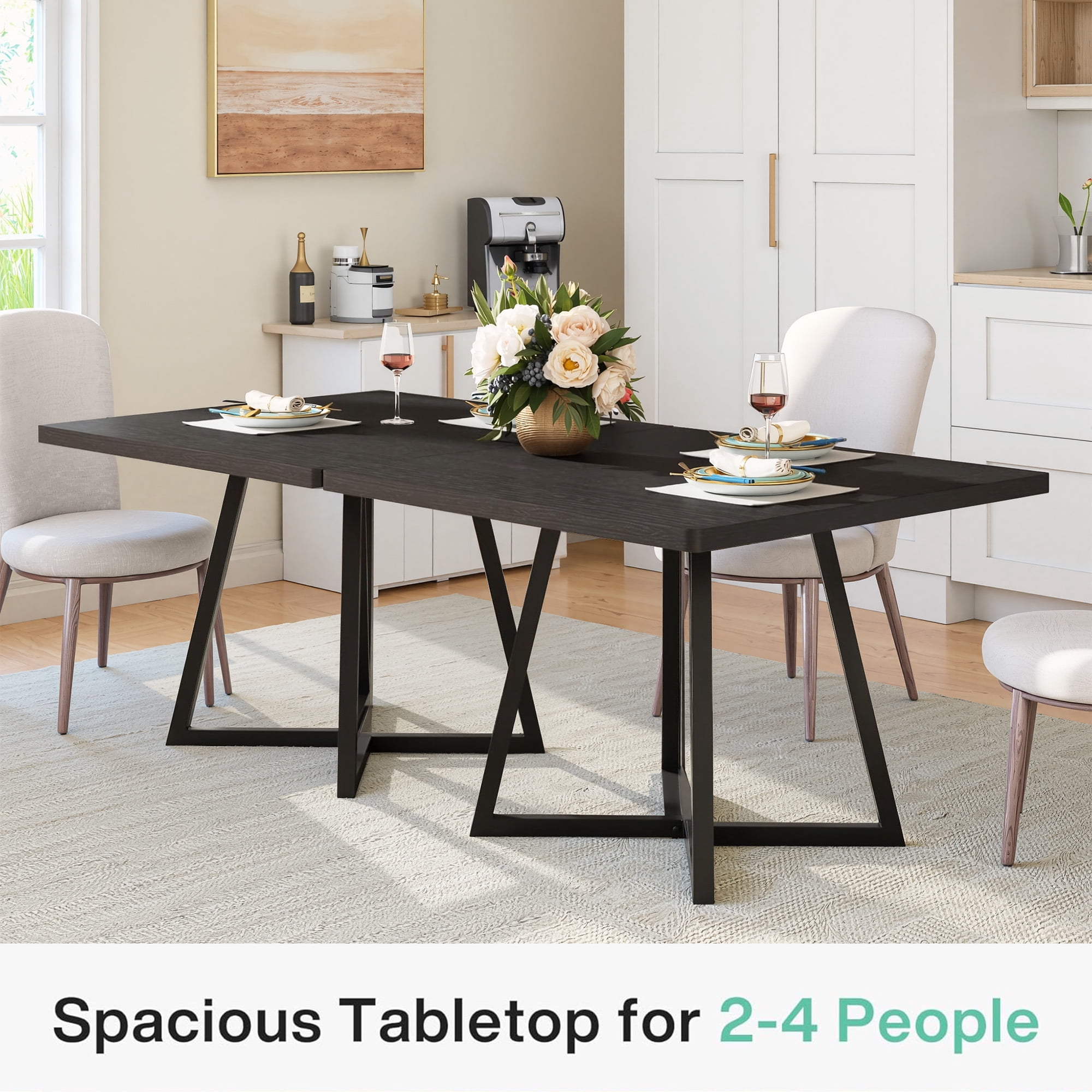 MAYEERTY 31.49" Square Industrial Dining Table, 2-Seater with Vintage Brown Wood & Black Metal Frame