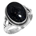 thumbnail image 1 of 925 Silver Ring For Women - Men Blue Sunstone Stone Silver Ring Size 9 Boho Silver Ring Size 9 Gift For Ladies On New Year 925 Silver Jewelry With Gemstone, 1 of 5