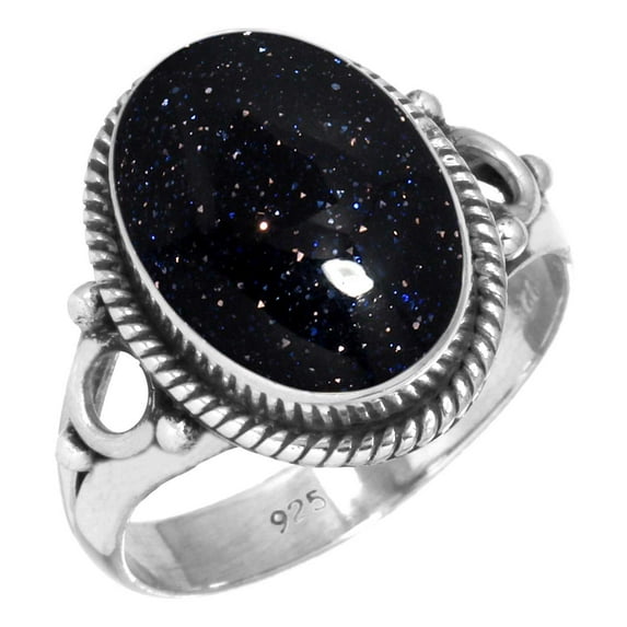 925 Silver Ring For Women - Men Blue Sunstone Stone Silver Ring Size 9 Boho Silver Ring Size 9 Gift For Ladies On New Year 925 Silver Jewelry With Gemstone