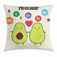 thumbnail image 1 of Avocado Throw Pillow Cushion Cover, Illustration with Funny Characters and Healthy Food Vitamins Contained in Avocado, Decorative Square Accent Pillow Case, 18 X 18 Inches, Multicolor, by Ambesonne, 1 of 2