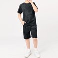 thumbnail image 2 of Tiweut Boys' Leisure Outfits Sets Summer Toddler Short Sleeve Crew Neck Solid Color T Shirt Tops Shorts Boy Classic Fit Clothing Suit 11-12 Y, 2 of 5