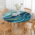thumbnail image 3 of Blue Gold Marble Pattern Round Fitted Tablecloth with Elastic Edge,Dining Table Cover Waterproof,Outdoor Round Tablecloth for Camping,Dining,Indoor and Outdoor, 3 of 7
