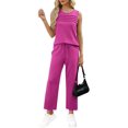 thumbnail image 2 of Conjunto de ropa de verano WIHOLL de dos piezas para mujer, color rosa intenso, 2 of 5