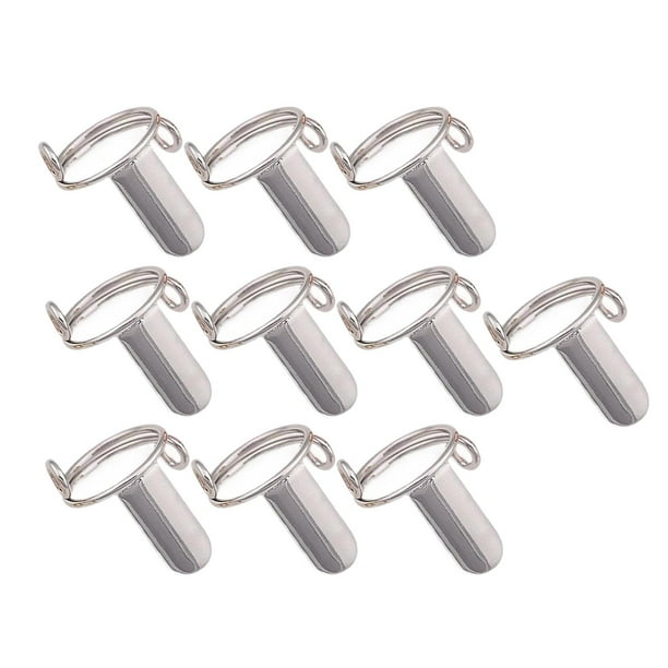 10 anillos de uñas ajustables, de metal, antideslustre, usables, sin pegamento, para decoración de uñas de mujer, anillos para las yemas de los dedos. Plata