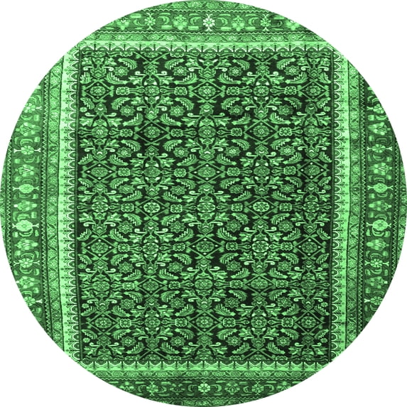 Ahgly Company Indoor Round Persian Emerald Green Traditional Area Rugs, 7' Round