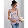 thumbnail image 6 of Women's Maternity Tank Tops Floral Babydoll Top Square Neck Smocked Peplum Blouse Shirts XL, 6 of 8