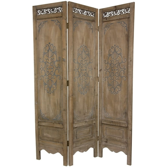 6 ft. Tall Handcrafted Antiqued Scrollwork Design Privacy Screen Partiton