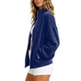 thumbnail image 4 of Xdegoge Womens Velour Track Jackets Long Sleeve Full Zip Up Stand Collar Coats with Pockets Casual Fall Winter Athletic Outerwear, 4 of 8