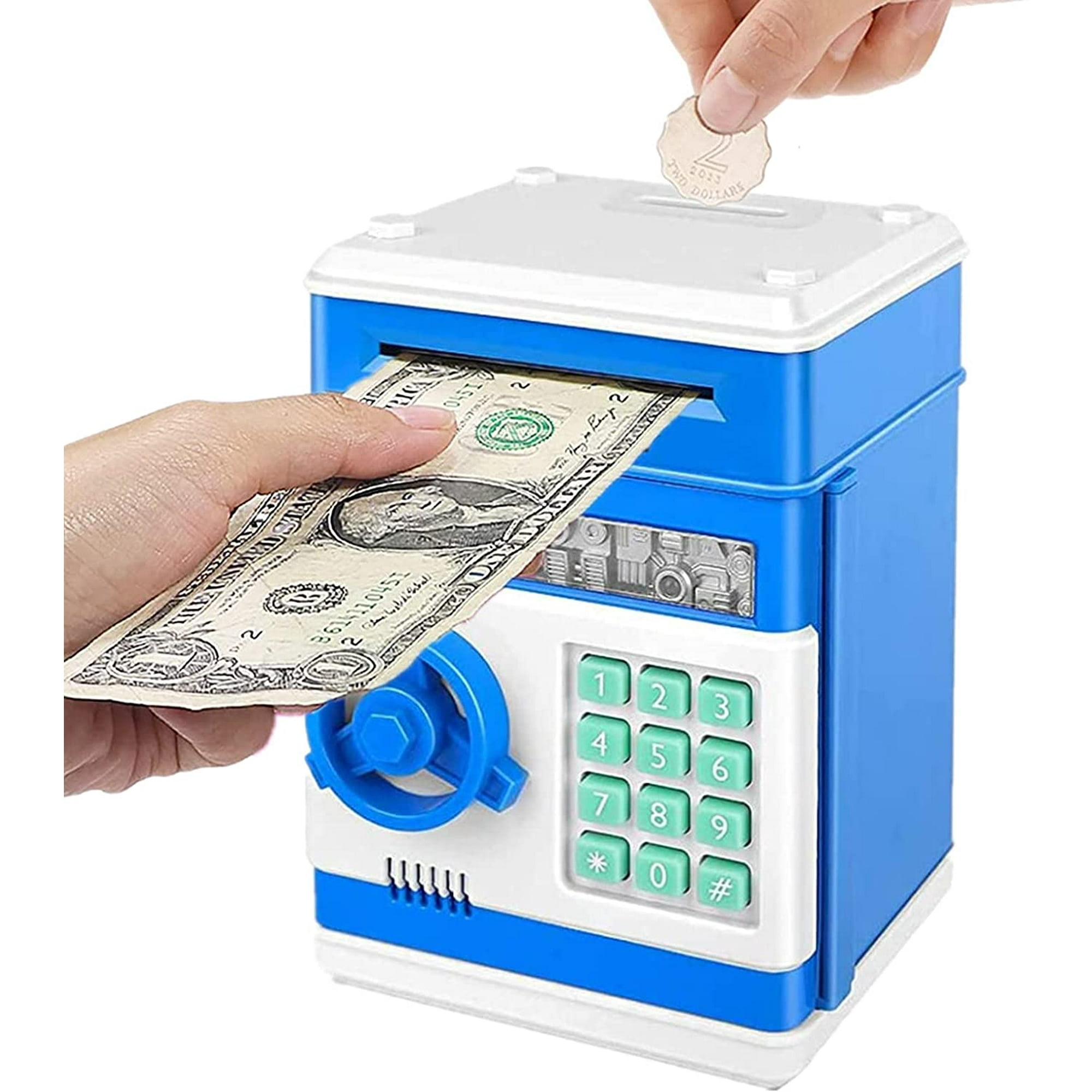 Jiarry Electronic Piggy Banks Auto Scroll Paper Money Saving Box Atm Password Coin Bank perfect Toy Gifts For Boys Girls Pink Black 5.1 X 4.7 X 7.5