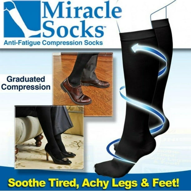 2 Pairs Men Women Anti Fatigue Miracle Socks Firm Black