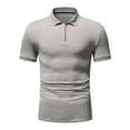 thumbnail image 4 of guisaled Men's Shirt Short Sleeve Quarter Zip Casual Golf Shirts Vintage Solid Color Lapel Collar Slim Fit Cotton Dress Shirt, 4 of 6