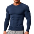thumbnail image 2 of gzxflxpge Mens Compression Shirts Cusual Quick Dry Cozy Breathable Long Sleeve Athletic Workout Tops Regular Fit Elastic Athletic Base Layer Navy XL, 2 of 9
