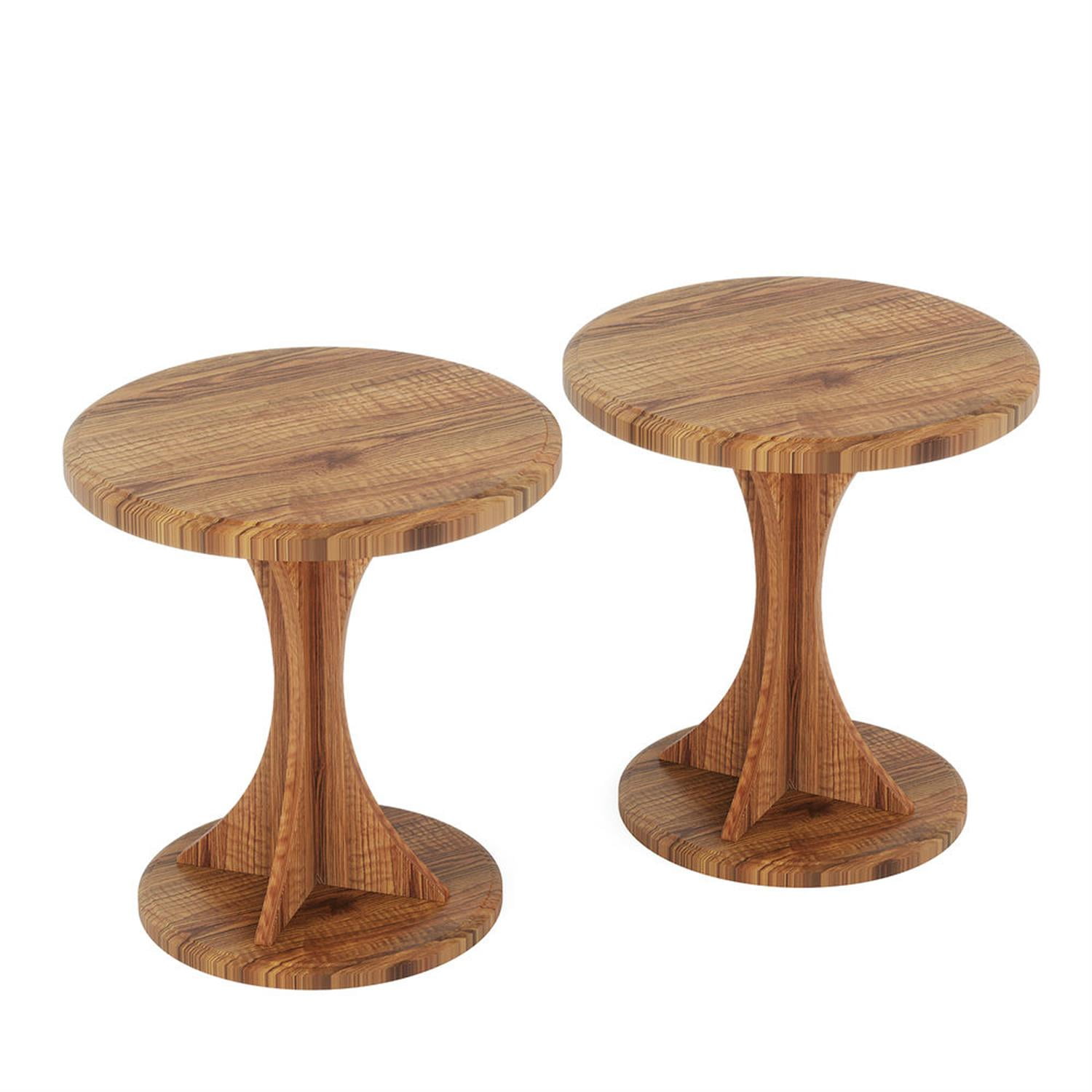 Demi Bonn Modern Round Sofa Side Table, Wood End Table Bedside Table for Small Spaces, Living Room, Bedroom, Brown