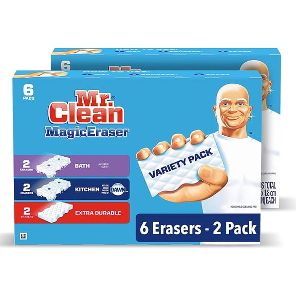 Mr Clean Magic Eraser Variety Pack, Includes Bath, Kitchen, & Extra Durable Cleaning Pads, 12 Count