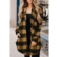 thumbnail image 2 of Chaqueta A Cuadros Para Mujer, Abrigo Acogedor Con Cuello De Solapa A Cuadros Para Mujer, Manga Larga, Lavado A Máquina Con Bolsillos Para Uso Festivo ANGGREK Amarillo XXL, 2 of 4